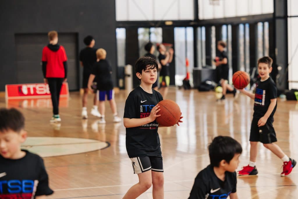Basketball camp session drill